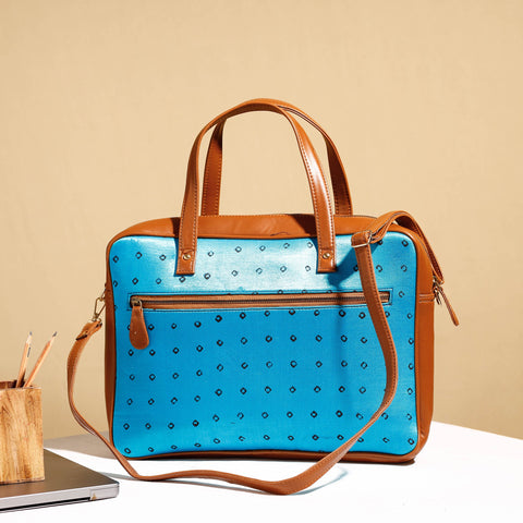  Handcrafted Ajrakh Block Printed Modal Silk Laptop Bag 