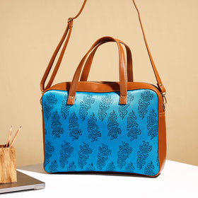  Handcrafted Ajrakh Block Printed Modal Silk Laptop Bag 