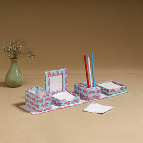 Blue - handcrafted printed organizer stationery kit 47