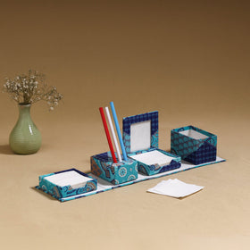 Blue - handcrafted printed organizer stationery kit 49