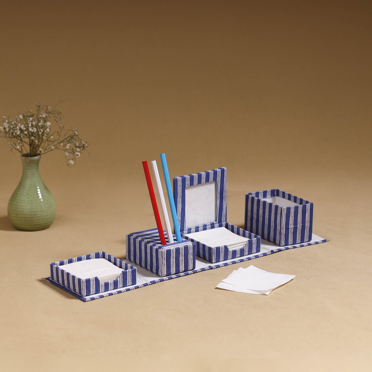 Blue - handcrafted printed organizer stationery kit 51