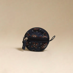 Blue - handcrafted quilted ajrakh block printed fabric coin