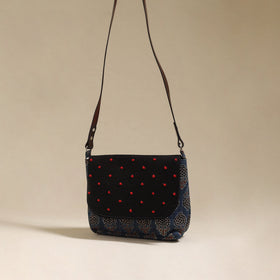 Handcrafted quilted ajrakh block printed fabric sling bag