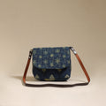 Handcrafted quilted ajrakh block printed fabric sling bag