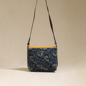 Handcrafted quilted ajrakh block printed fabric sling bag