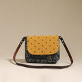 Handcrafted quilted ajrakh block printed fabric sling bag