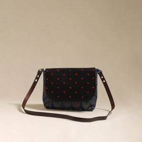 Handcrafted quilted ajrakh block printed fabric sling bag