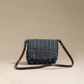Handcrafted quilted ajrakh block printed fabric sling bag