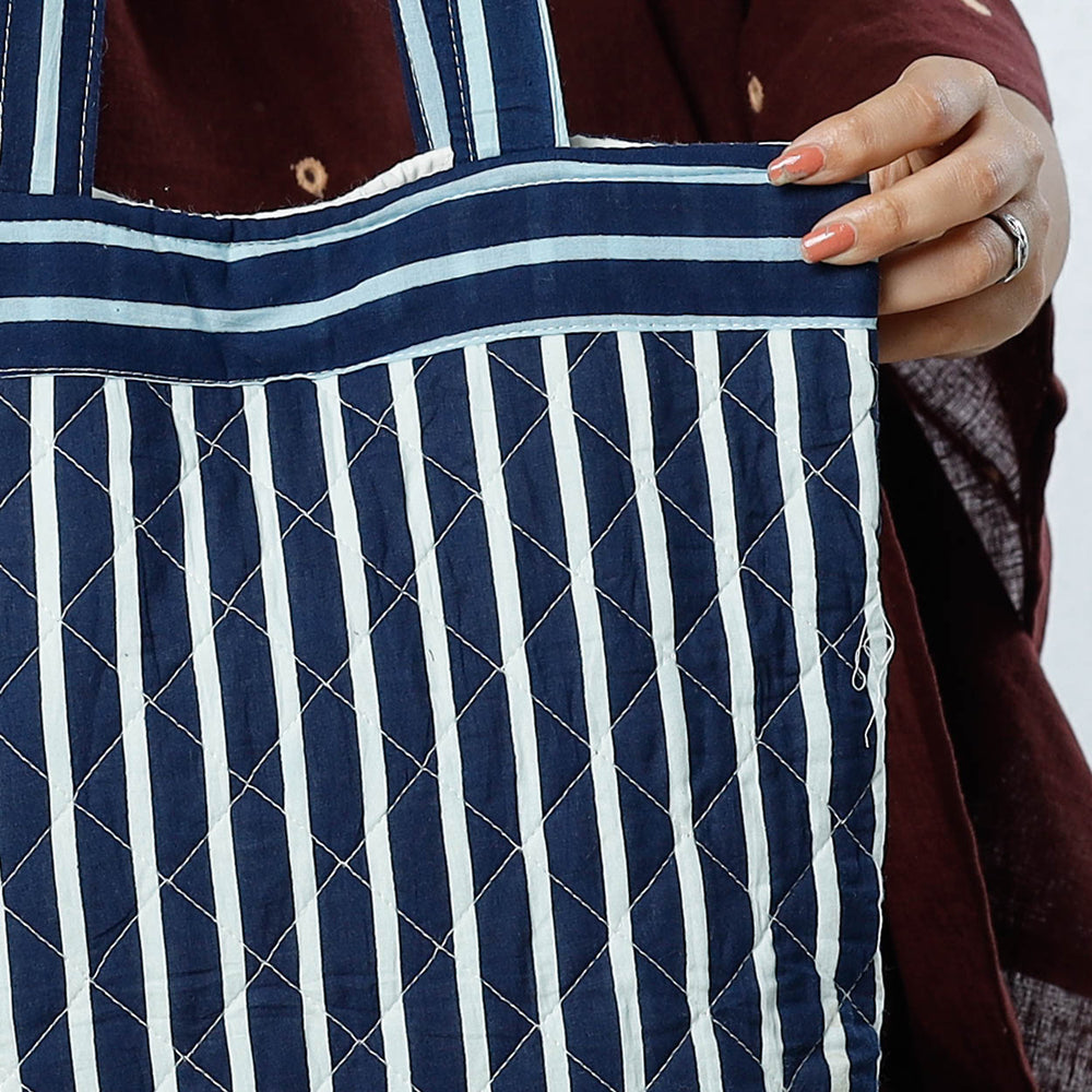 Blue - Handcrafted Quilted Bagru Block Printed Shoulder Bag