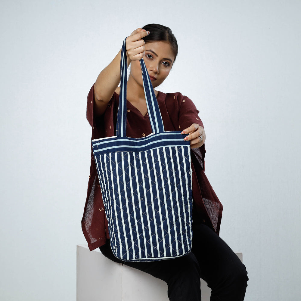 Blue - Handcrafted Quilted Bagru Block Printed Shoulder Bag
