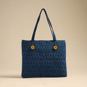  Blue Handcrafted Quilted Cotton Hand Bag