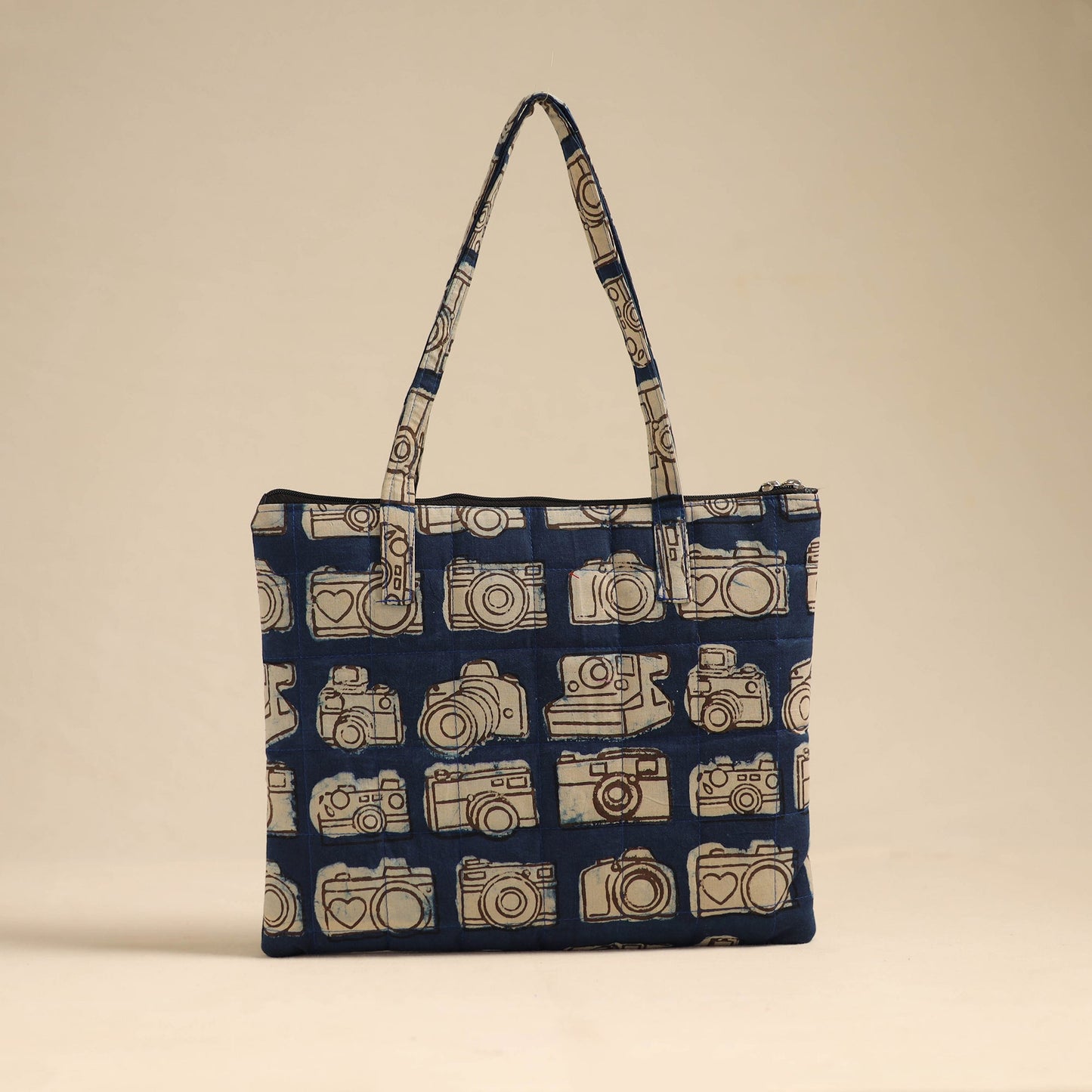  Blue Handcrafted Quilted Cotton Hand Bag