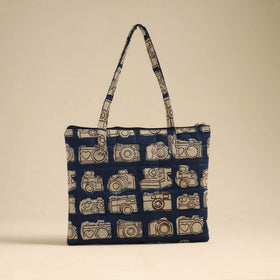  Blue Handcrafted Quilted Cotton Hand Bag