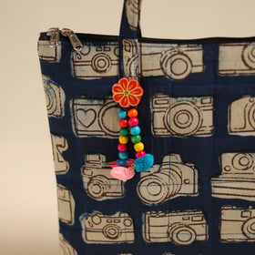  Blue Handcrafted Quilted Cotton Hand Bag