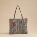 Blue Handcrafted Quilted Cotton Hand Bag