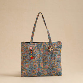 Blue Handcrafted Quilted Cotton Hand Bag