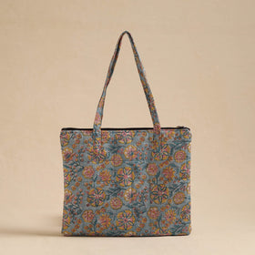 Blue Handcrafted Quilted Cotton Hand Bag
