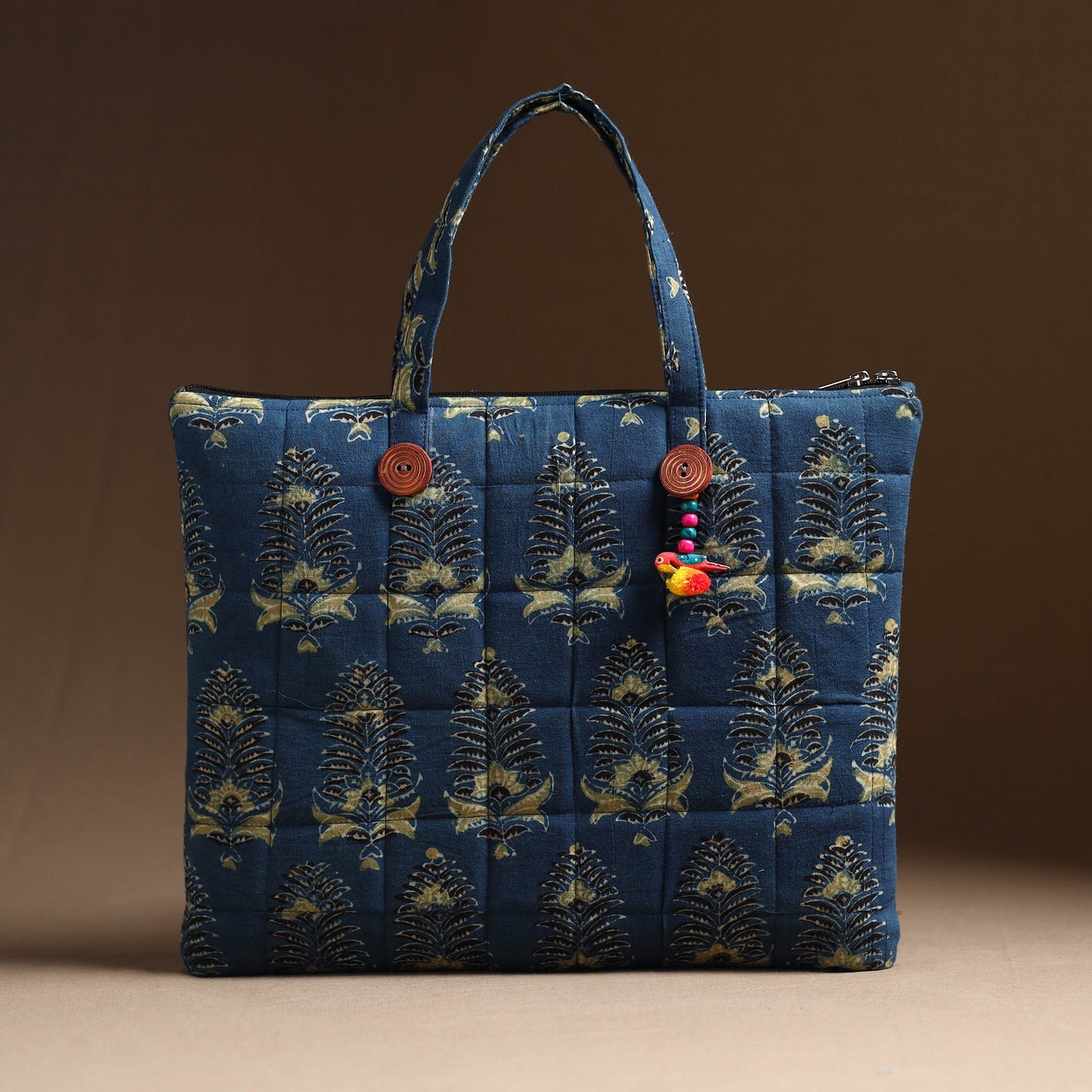 Blue Handcrafted Quilted Cotton Hand Bag 09