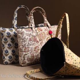 Blue Handcrafted Quilted Cotton Hand Bag 09