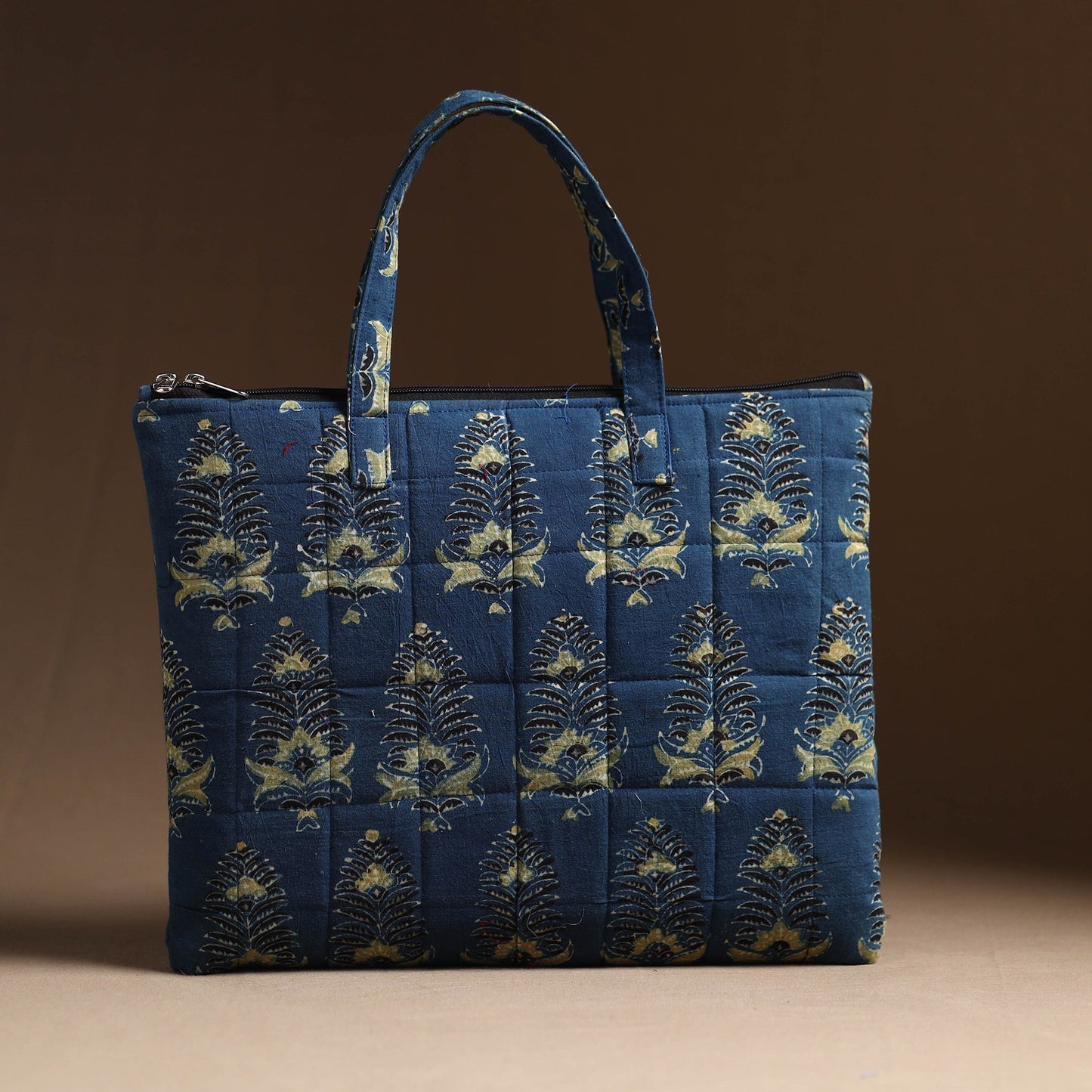 Blue Handcrafted Quilted Cotton Hand Bag 09