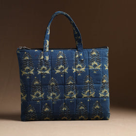 Blue Handcrafted Quilted Cotton Hand Bag 09