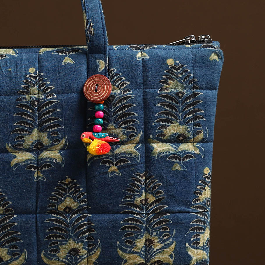 Blue Handcrafted Quilted Cotton Hand Bag 09
