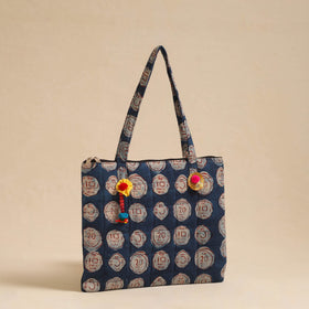  Blue Handcrafted Quilted Cotton Hand Bag
