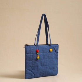 Blue Handcrafted Quilted Cotton Hand Bag