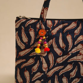  Blue Handcrafted Quilted Cotton Hand Bag
