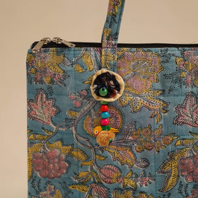 Blue Handcrafted Quilted Cotton Hand Bag
