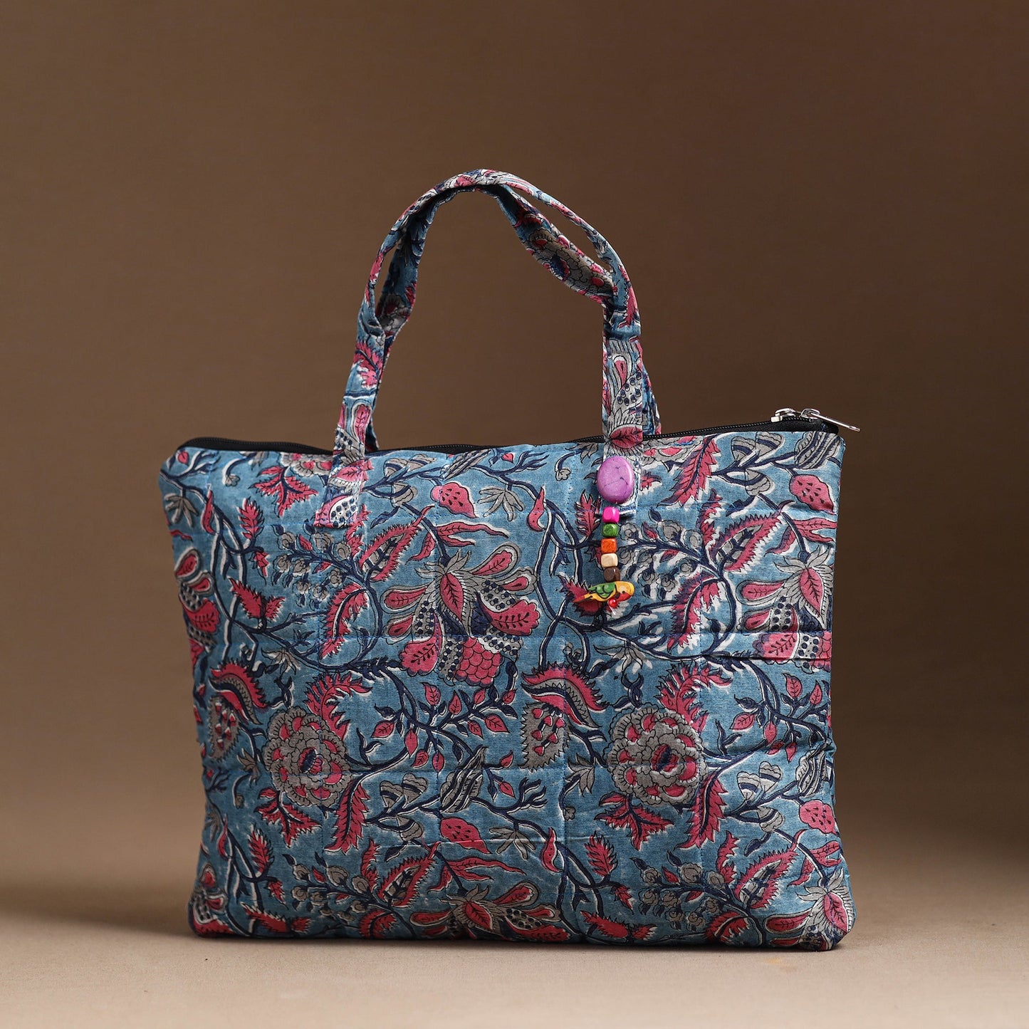 Blue Handcrafted Quilted Cotton Hand Bag 37