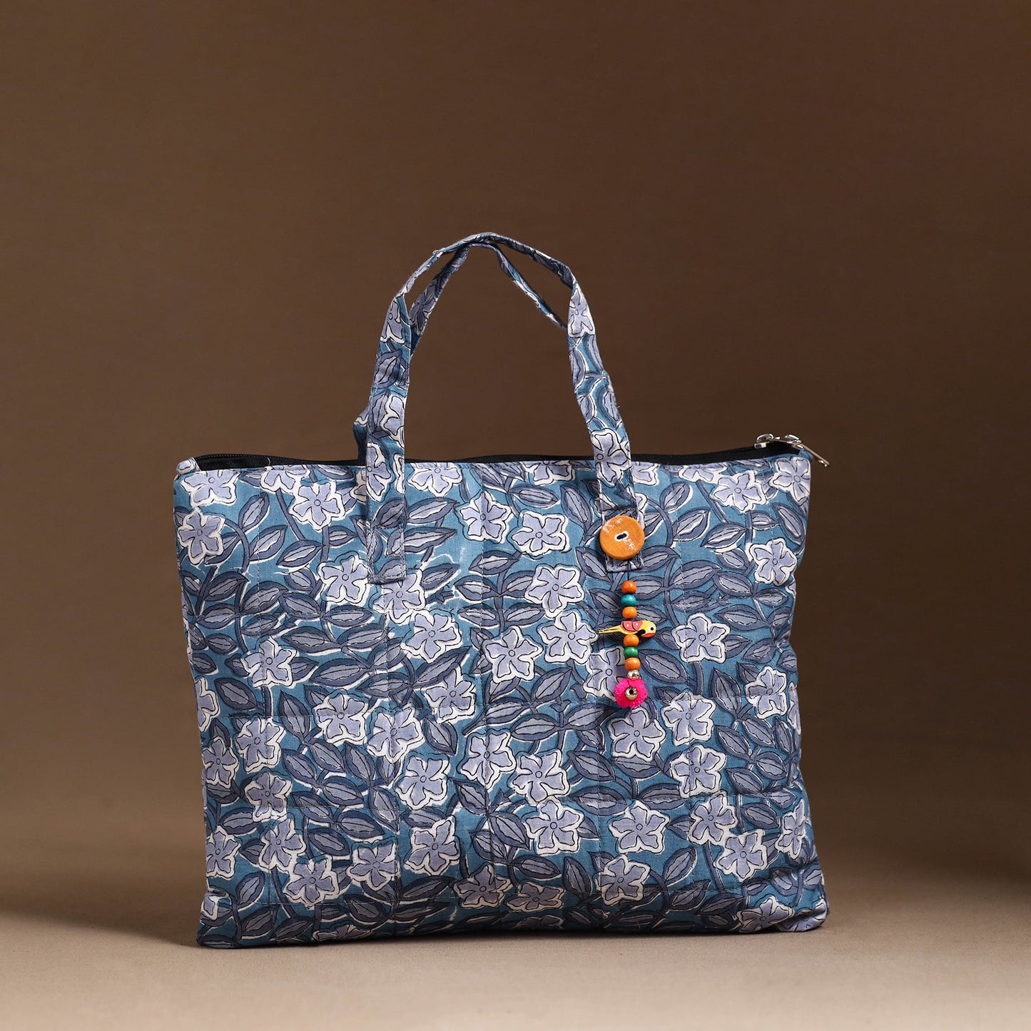 Blue Handcrafted Quilted Cotton Hand Bag 44