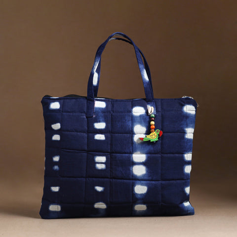 Blue Handcrafted Quilted Cotton Hand Bag 76