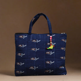 Blue Handcrafted Quilted Cotton Hand Bag 77