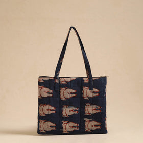  Blue Handcrafted Quilted Cotton Hand Bag