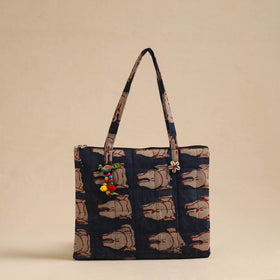  Blue Handcrafted Quilted Cotton Hand Bag