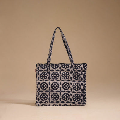 Blue - handcrafted quilted cotton handbag 04