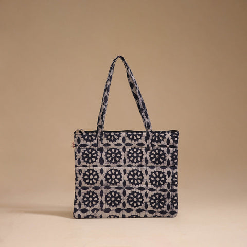 Blue - handcrafted quilted cotton handbag 04