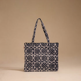 Blue - handcrafted quilted cotton handbag 04