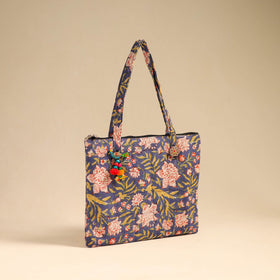 Blue Handcrafted Quilted Cotton Handbag