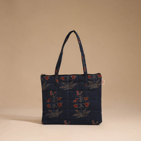 Blue - handcrafted quilted cotton handbag 21