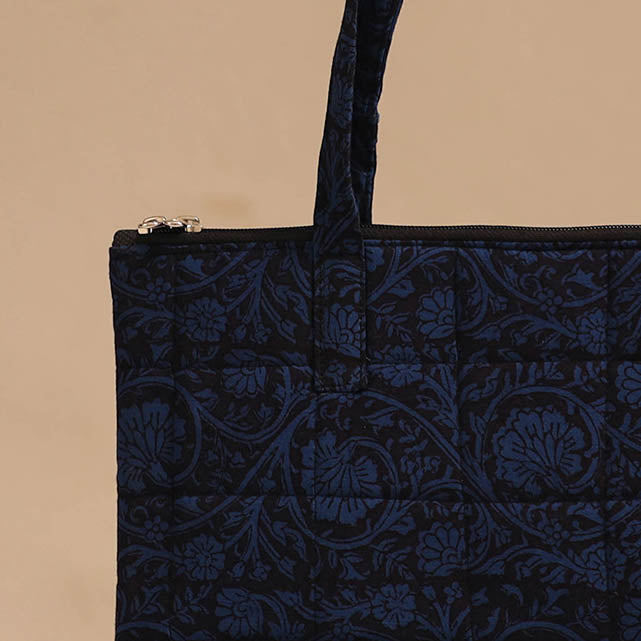 Blue - handcrafted quilted cotton handbag 22