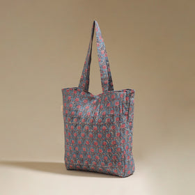 Handcrafted quilted sanganeri block printed fabric tote bag