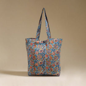 Handcrafted quilted sanganeri block printed fabric tote bag