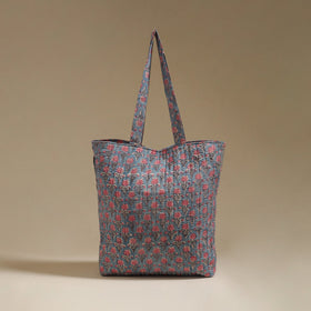 Handcrafted quilted sanganeri block printed fabric tote bag