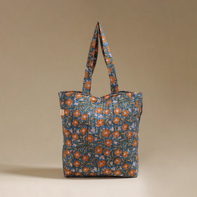 Handcrafted quilted sanganeri block printed fabric tote bag