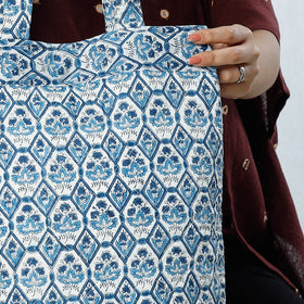 Blue Handcrafted Quilted Sanganeri Block Printed Shoulder Bag