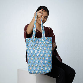 Blue - Handcrafted Quilted Sanganeri Block Printed Shoulder Bag