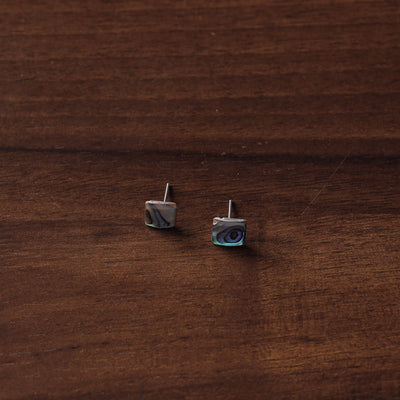 Blue Handcrafted Seashell Stud Earrings