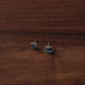 Blue Handcrafted Seashell Stud Earrings